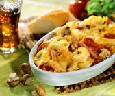Tortellini-Schinken-Gratin mit Pilzen