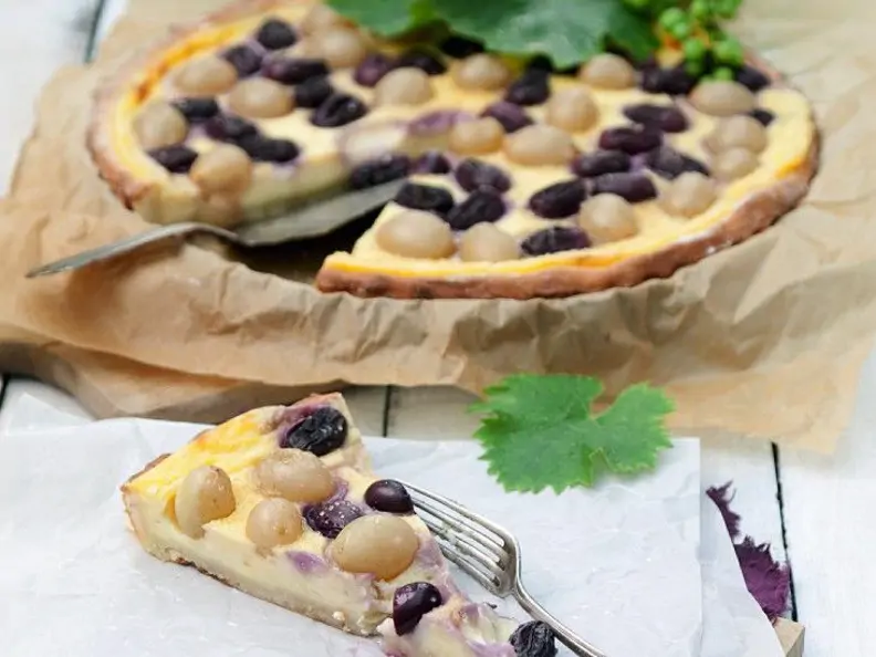 Schmandkuchen mit Weintrauben