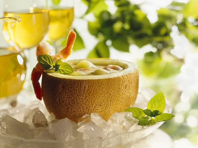 Melonenkaltschale mit Garnelen