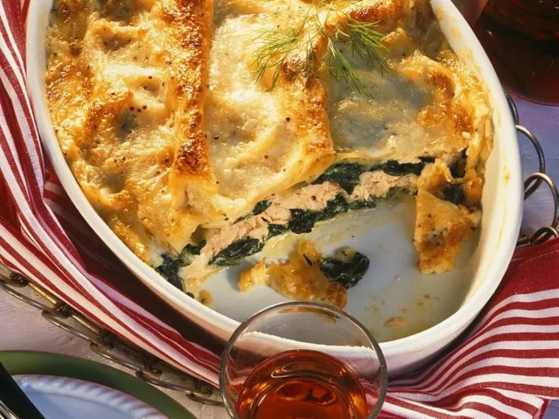 Lasagne mit Spinat und Lachs