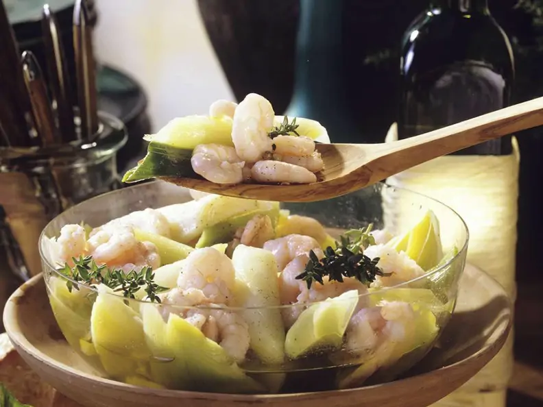 Lauch-Shrimpssalat