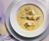 Kartoffelcremesuppe mit Fisch