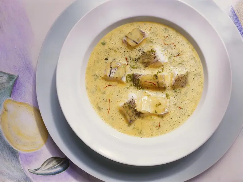 Kartoffelcremesuppe mit Fisch