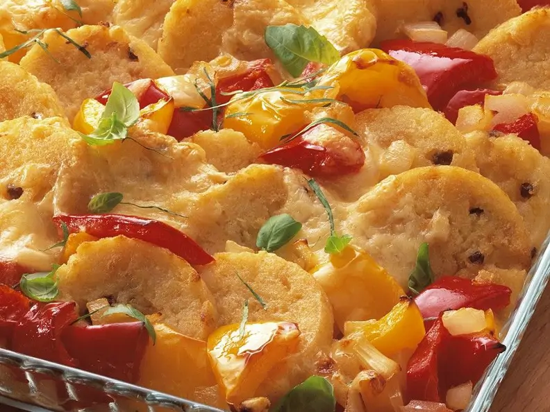 Knödel-Paprika-Gratin