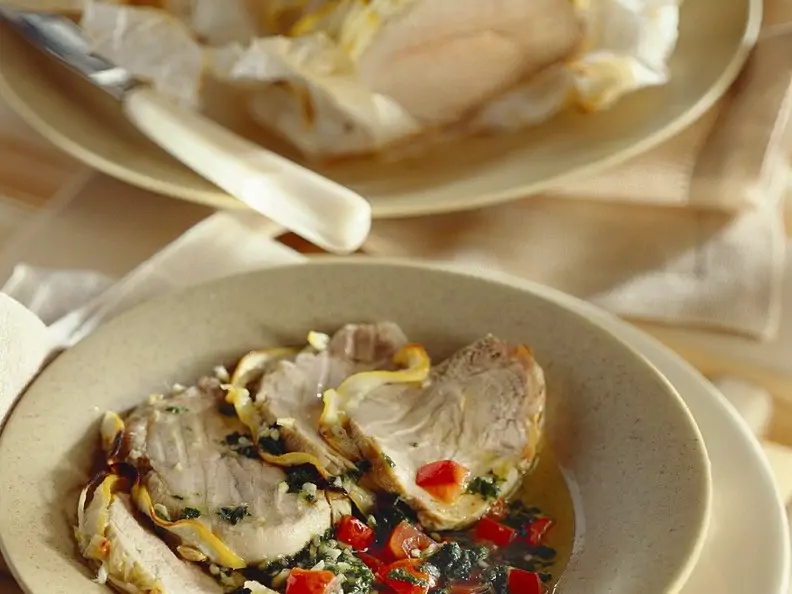 Zitronen-Kalbsbraten mit Spinatsauce