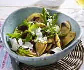Pfannen Pasta "Pilze und Ricotta" mit Rucola