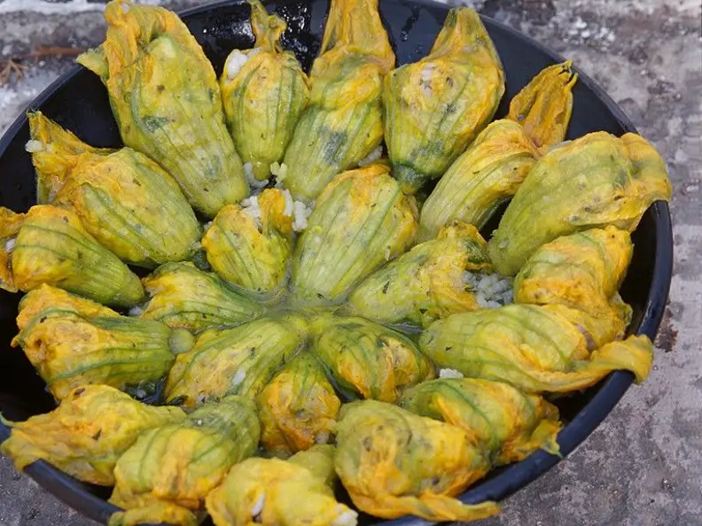Zucchiniblüten mit Ricottafüllung