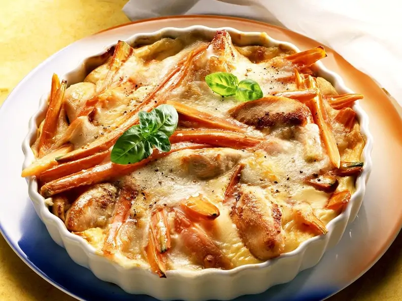 Gratin mit Hähnchen und Möhren