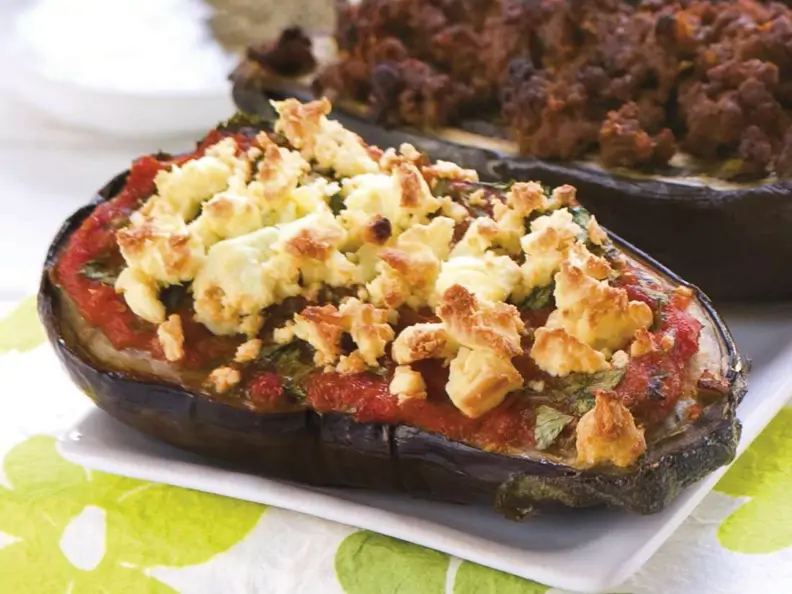 Überbackene Aubergine mit Feta  
