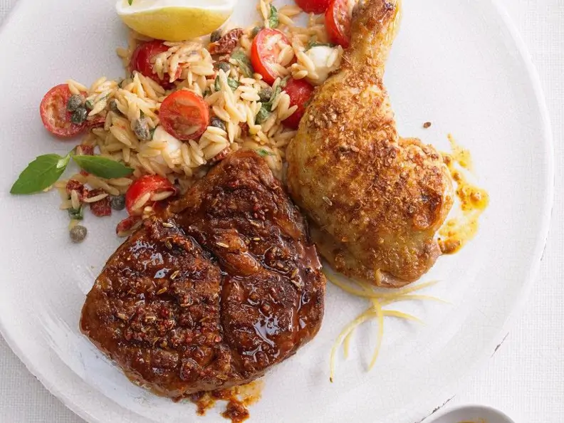Zweierlei Fleisch mit Risoni