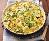 Lauchtarte mit Erbsen