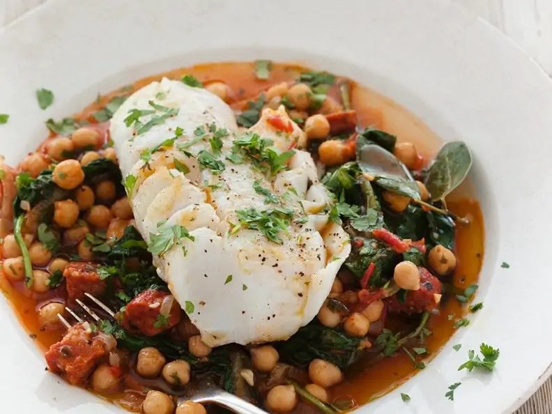 Kichererbsensuppe mit Fisch