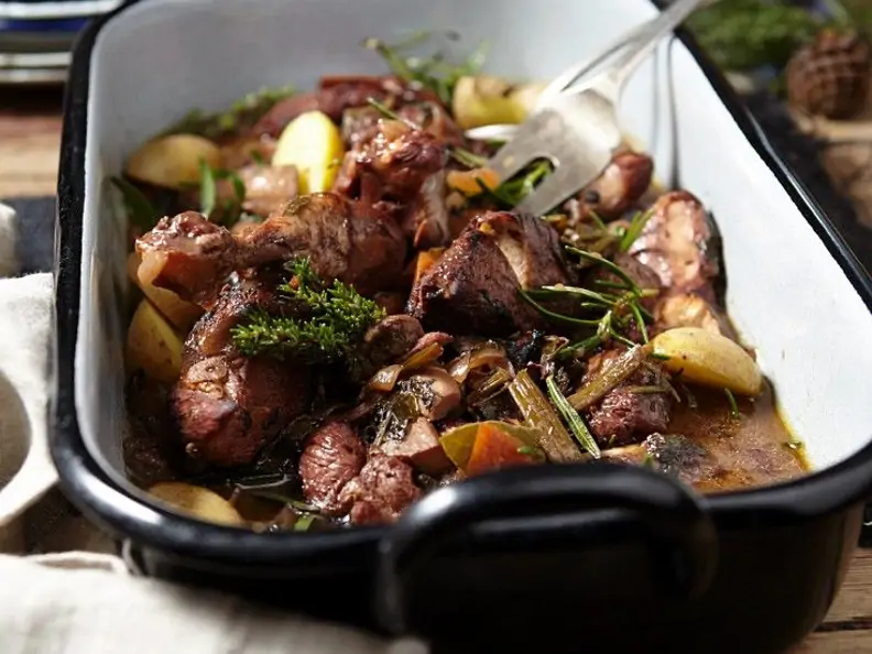 Coq au vin im Backofen