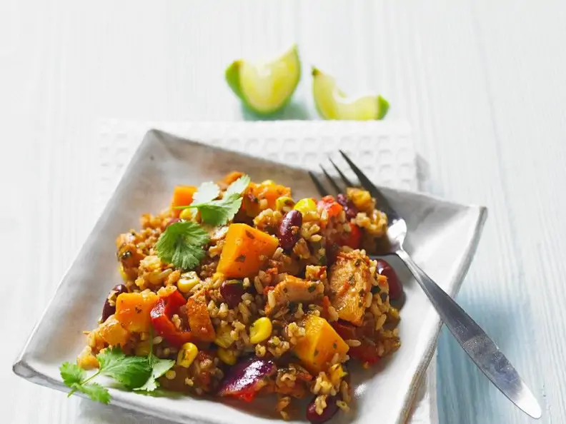 Mexikanische Reispfanne mit Hähnchen