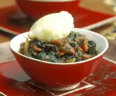 Lammragout mit Gemüsebrei