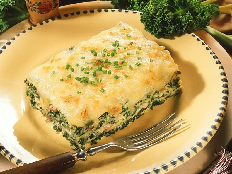 Grünkohl-Lasagne mit Putenspeck