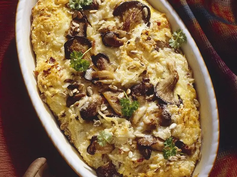 Veganer Reisauflauf mit Pilzen