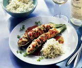 Zucchini mit Reis-Hackfleisch-Füllung