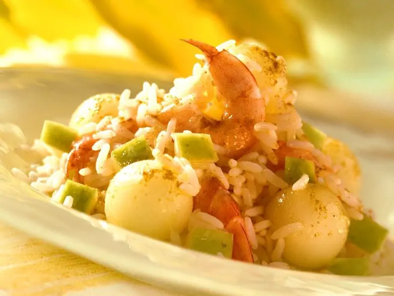 Melonen-Garnelen-Reissalat