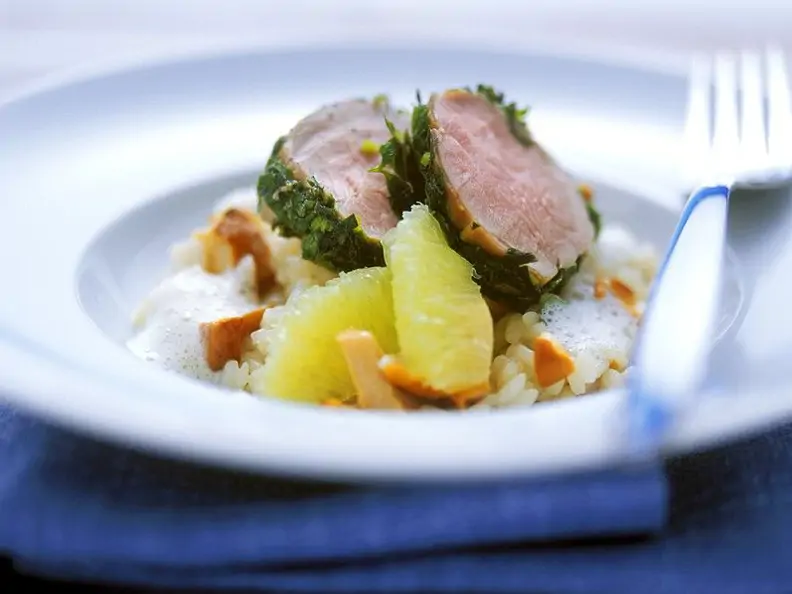 Pilzreis und Limonensauce mit Kalbsfilet