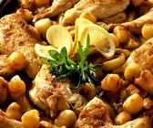 Poularde mit Zitronen aus dem Ofen