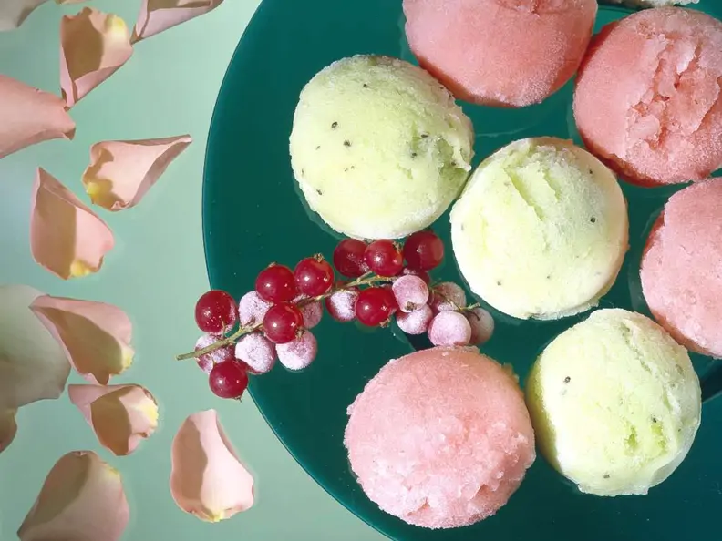 Zweierlei Fruchtsorbet