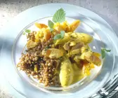 Quarkklößchen mit Dinkel und Möhren