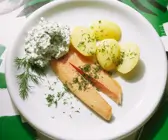Forelle mit Kräuterdip