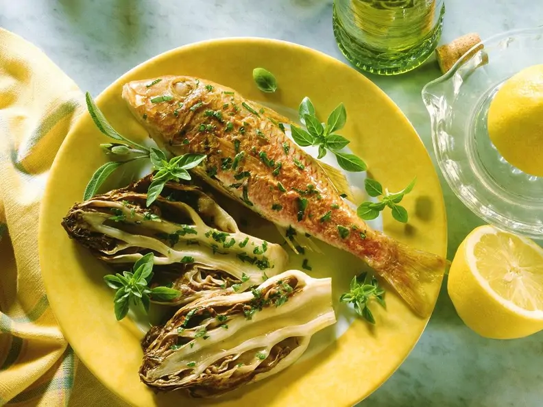 Gebratene Rotbarbe mit Radicchio