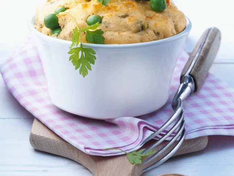 Erbsen-Quark-Souffle mit Parmesan