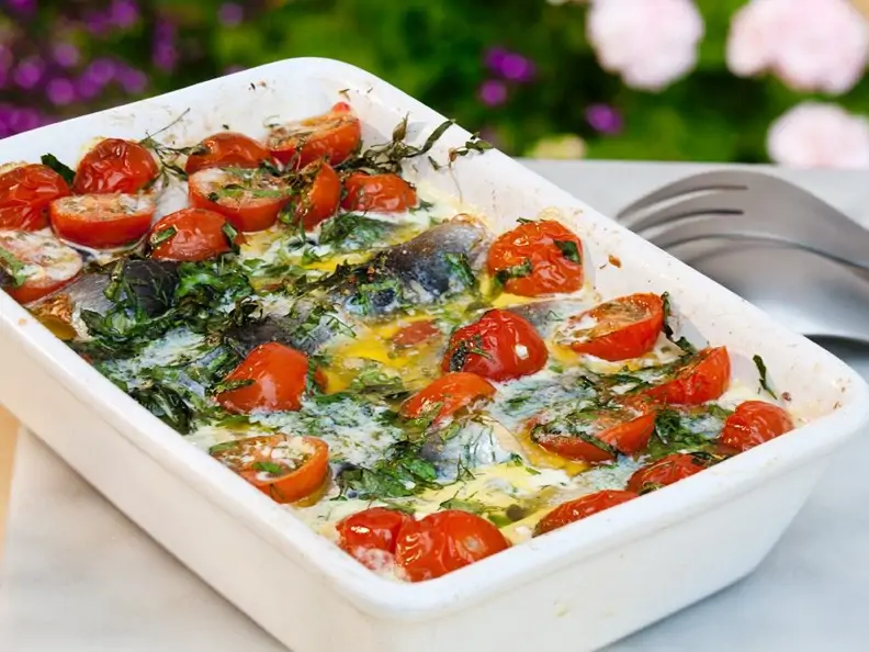 Heringsauflauf mit Käse und Ei