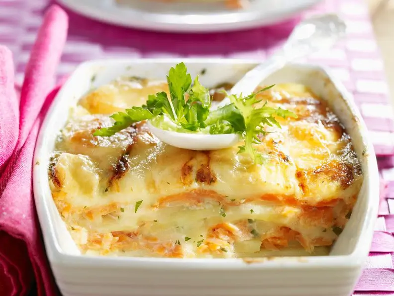 Kartoffelgratin mit Lachs