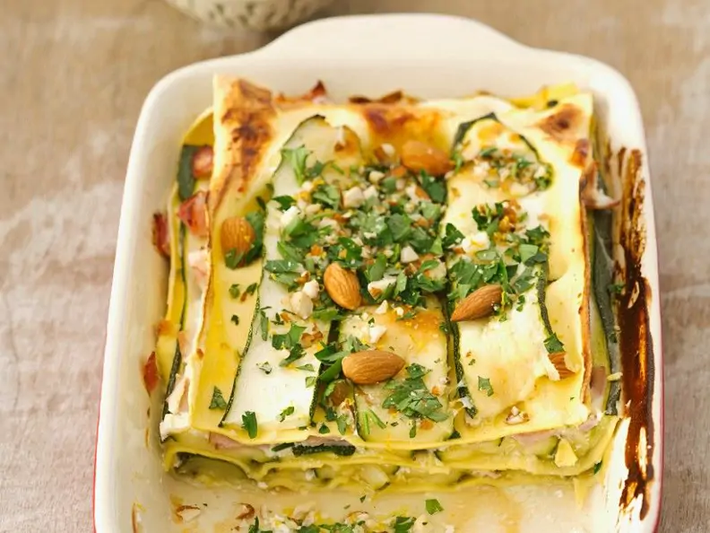 Zucchinilasagne mit Schinken