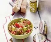 Bohnensalat mit Tomaten, Chorizo und Lauch
