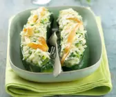 Gefüllte Zucchini mit würzigem Käse