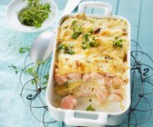 Lachslasagne mit Oregano