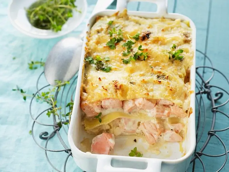 Lachslasagne mit Oregano