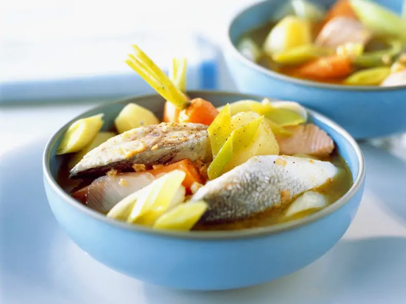 Fischsuppe mit Lauch