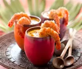 Kürbissuppe mit Kokosgarnelen