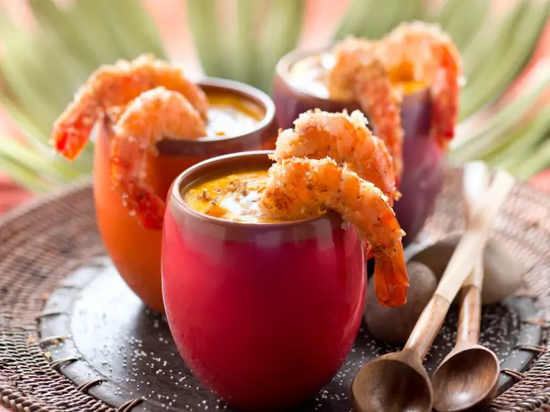 Kürbissuppe mit Kokosgarnelen