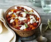 Kürbis-Fusilli-Auflauf mit Ziegenkäse