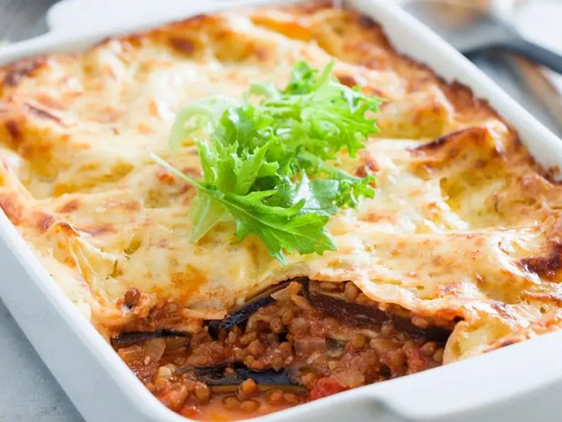 Gemüse-Lasagne mit Aubergine und Linsen
