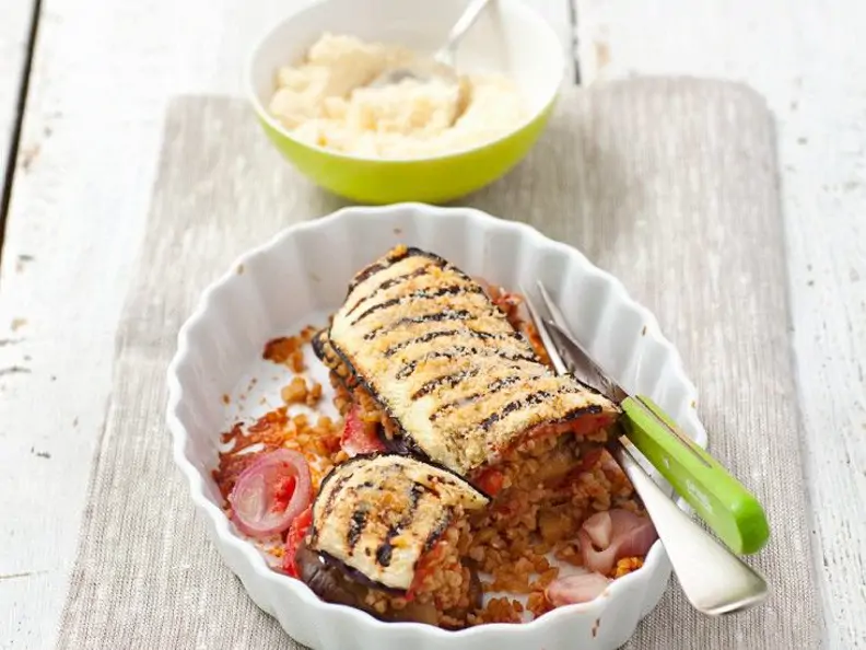 Auberginen-Bulgur-Lasagne