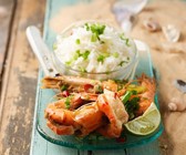 Tiger Prawns mit Frühlingszwiebel und Chili