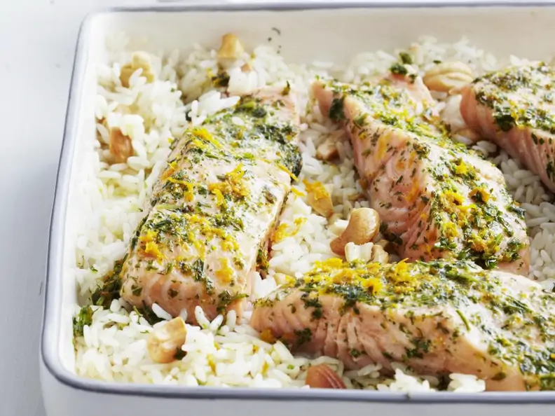 Orangen-Lachs mit Nussreis