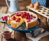 Vanille-Käsekuchen mit Himbeeren