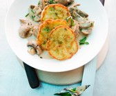 Geschnetzeltes mit Kartoffelküchlein