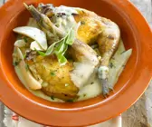 Gebratener Fasan mit Birnensauce