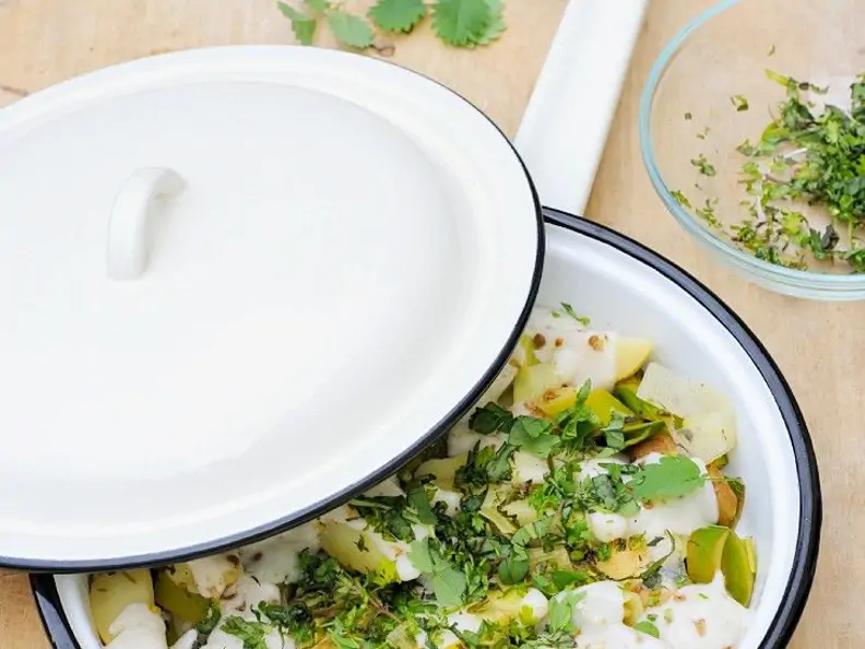 Kartoffelpfanne mit Lauch und Käse
