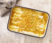 Spargel mit Käse und Speck gratiniert